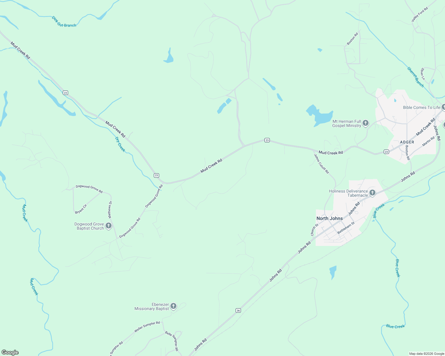 map of restaurants, bars, coffee shops, grocery stores, and more near 5071 Mud Creek Road in Adger