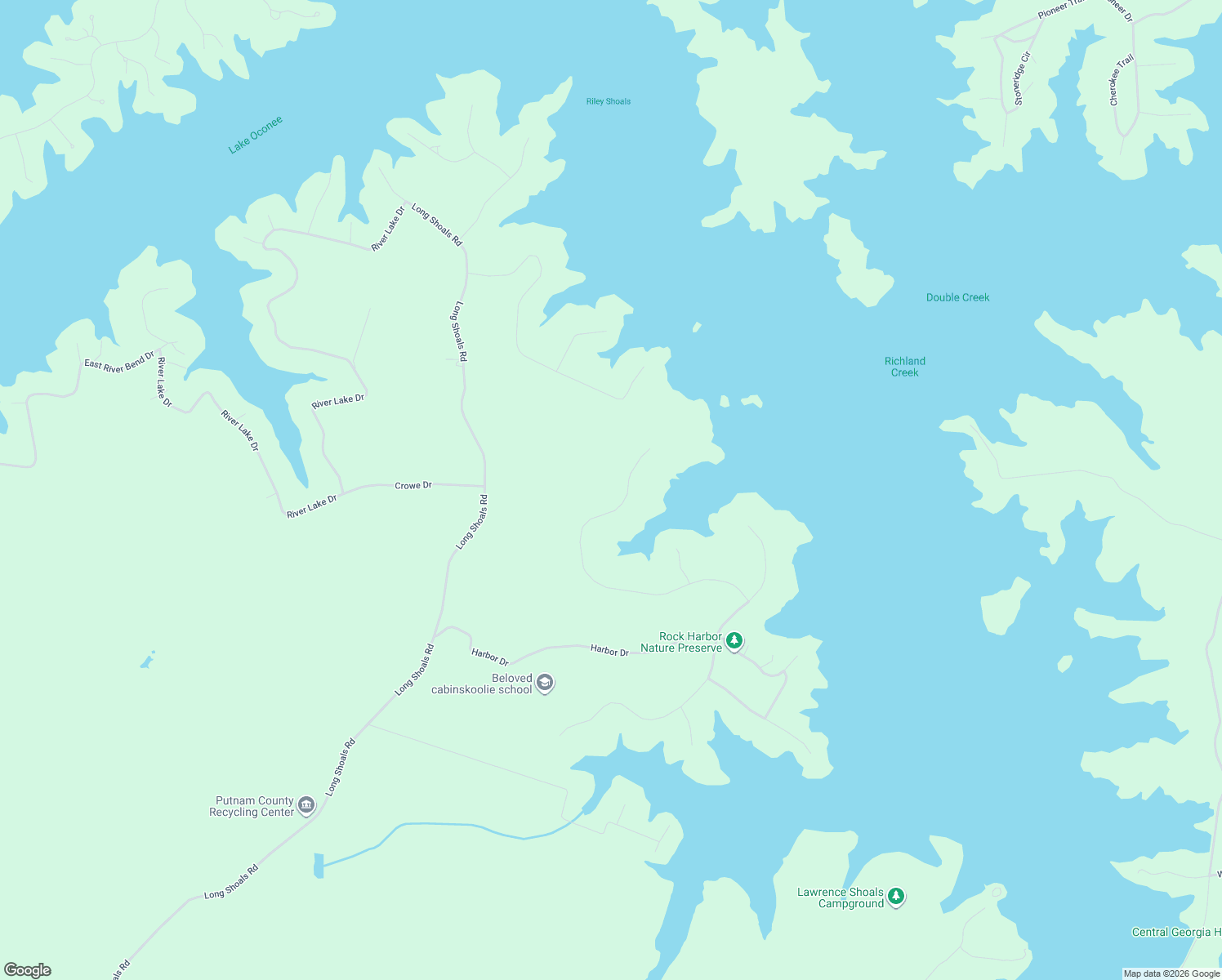 map of restaurants, bars, coffee shops, grocery stores, and more near 223 Winding River Road in Eatonton