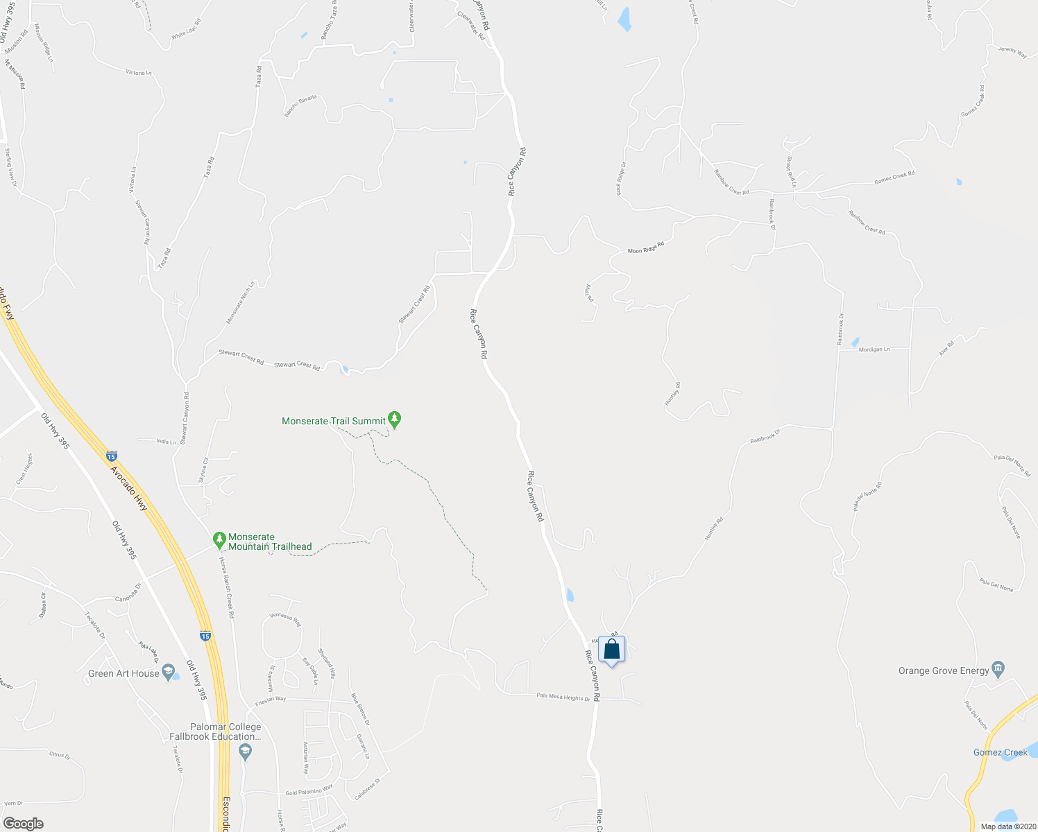 map of restaurants, bars, coffee shops, grocery stores, and more near 145 Rice Canyon Road in Fallbrook