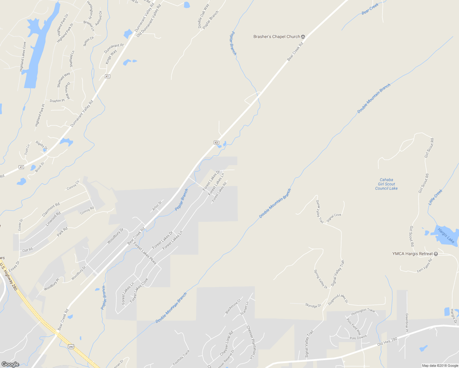 map of restaurants, bars, coffee shops, grocery stores, and more near 4132 Forest Lakes Road in Sterrett