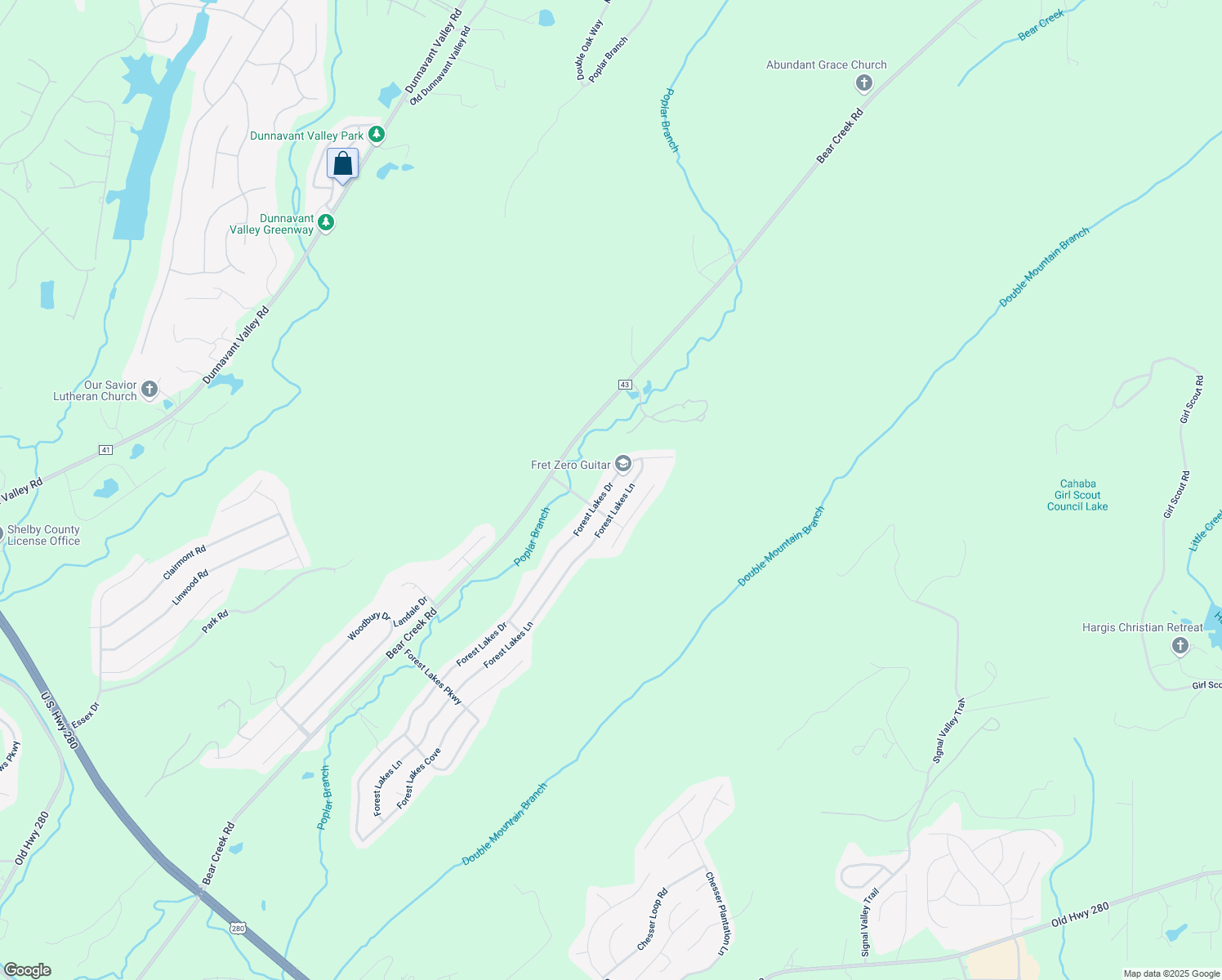 map of restaurants, bars, coffee shops, grocery stores, and more near 363 Forest Lakes Drive in Sterrett