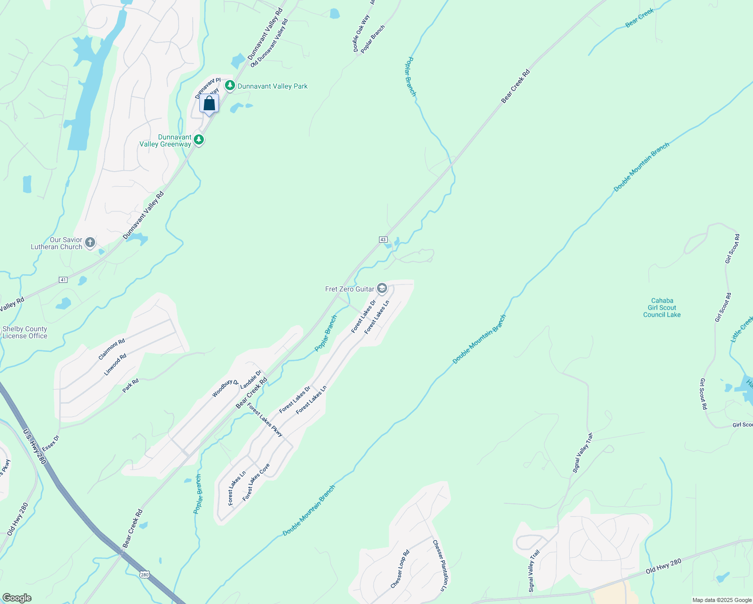 map of restaurants, bars, coffee shops, grocery stores, and more near 367 Forest Lakes Drive in Sterrett