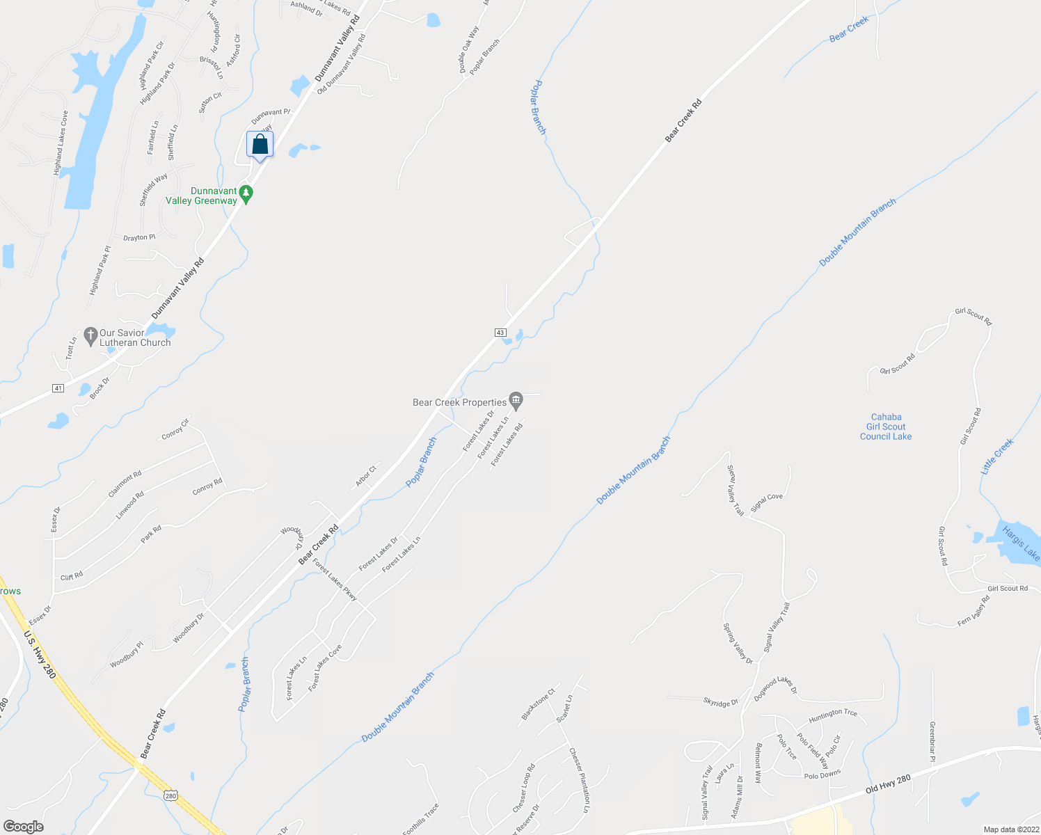map of restaurants, bars, coffee shops, grocery stores, and more near 4135 Forest Lakes Road in Sterrett