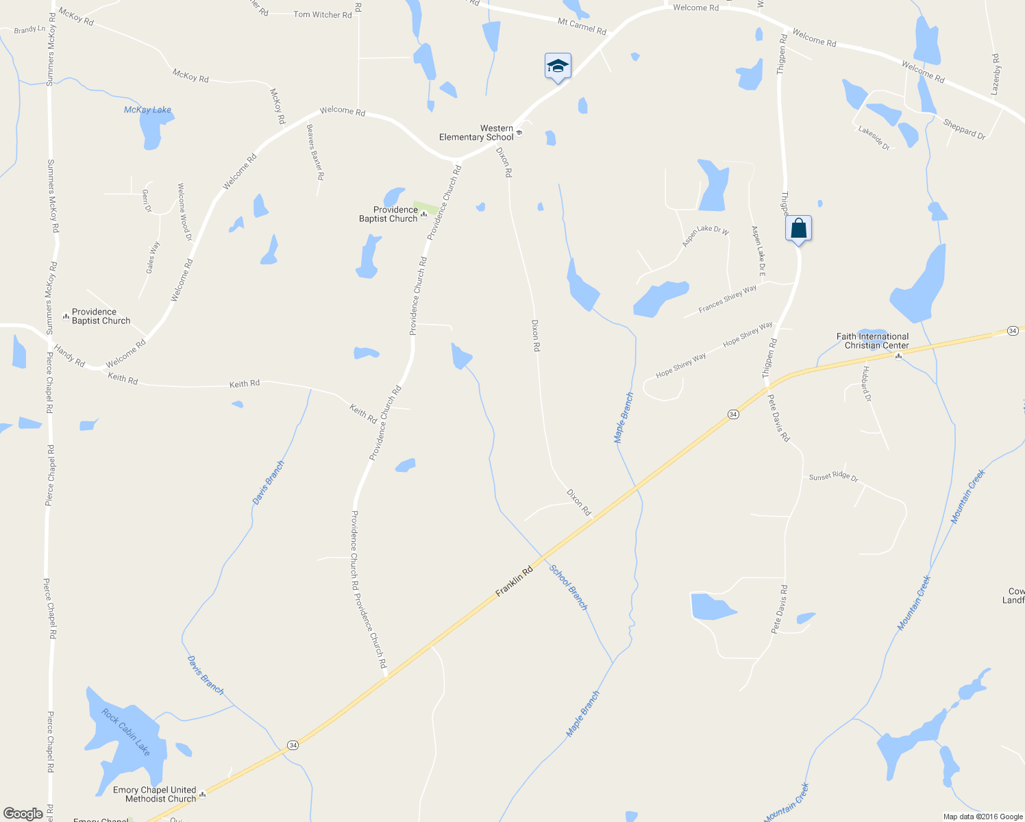 map of restaurants, bars, coffee shops, grocery stores, and more near 234 Dixon Road in Newnan