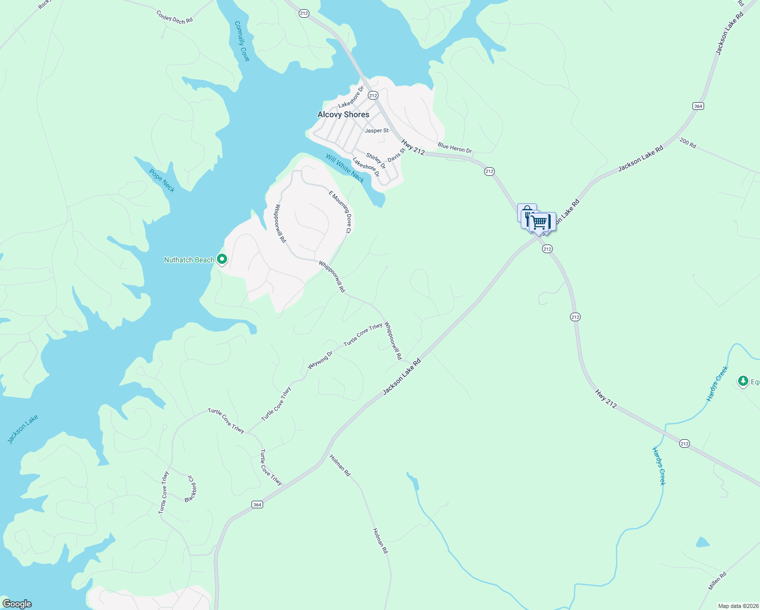 map of restaurants, bars, coffee shops, grocery stores, and more near 70 Loon Trail in Monticello