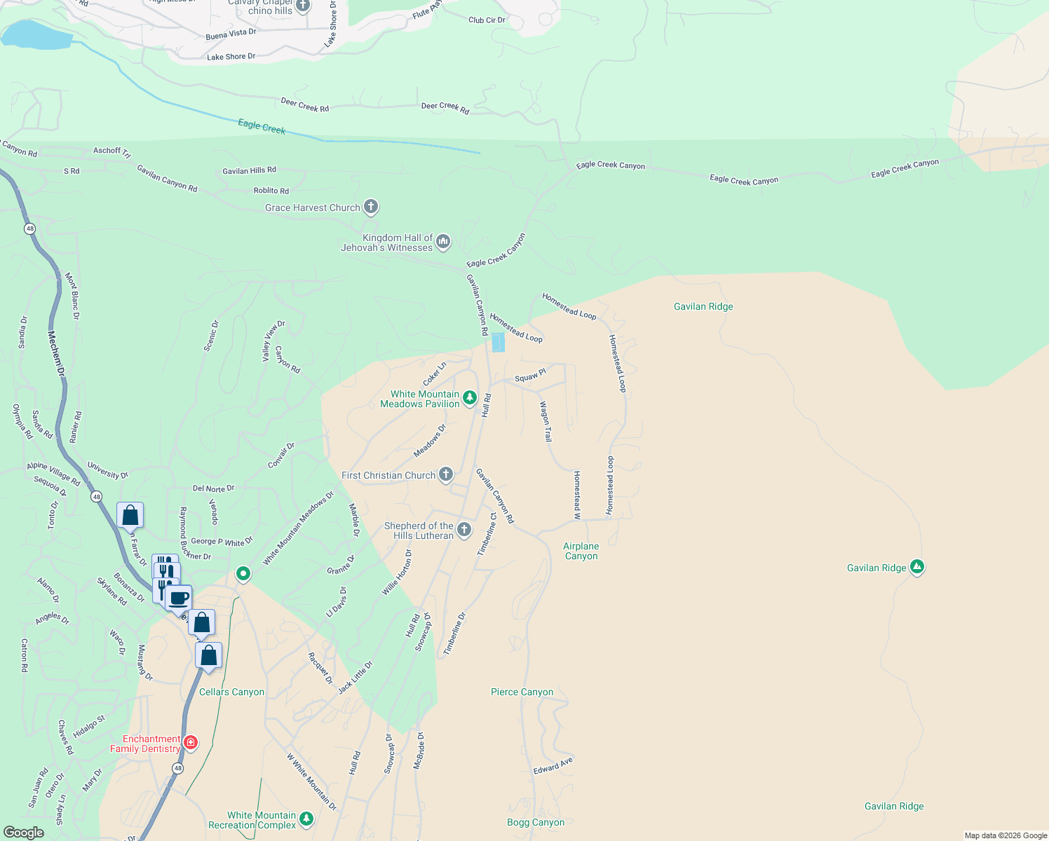 map of restaurants, bars, coffee shops, grocery stores, and more near 198 Broken Bow Road in Ruidoso