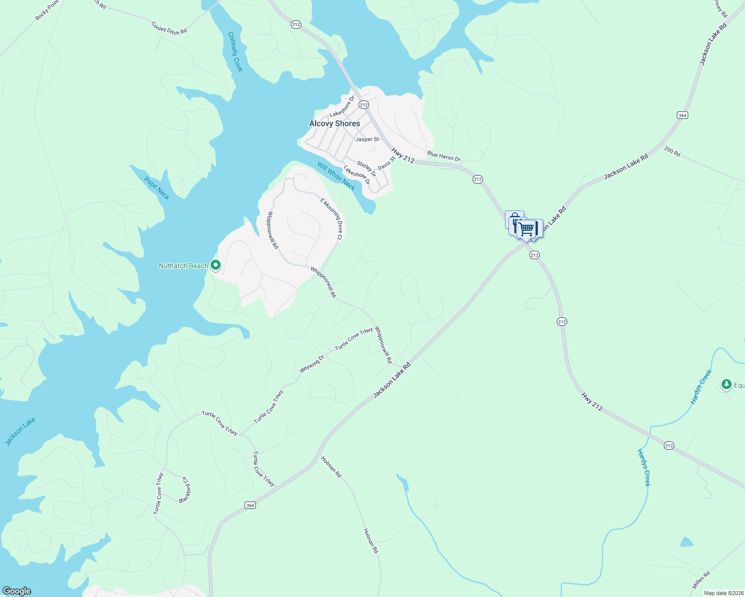 map of restaurants, bars, coffee shops, grocery stores, and more near 70 Loon Trail in Monticello