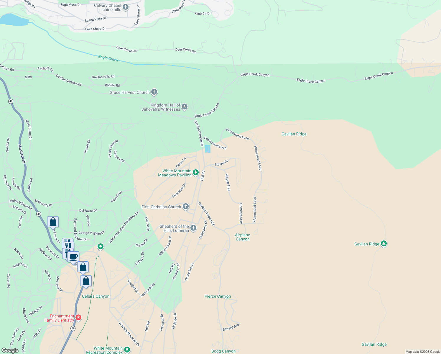 map of restaurants, bars, coffee shops, grocery stores, and more near 198 Broken Bow Road in Ruidoso