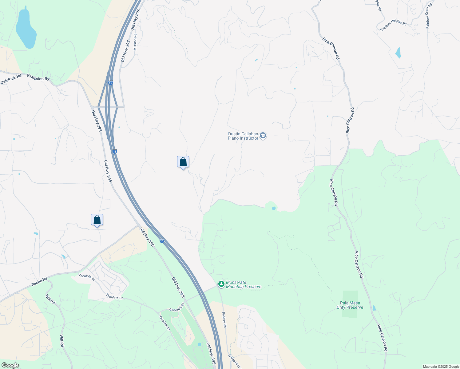 map of restaurants, bars, coffee shops, grocery stores, and more near Stewart Canyon Road in San Diego County