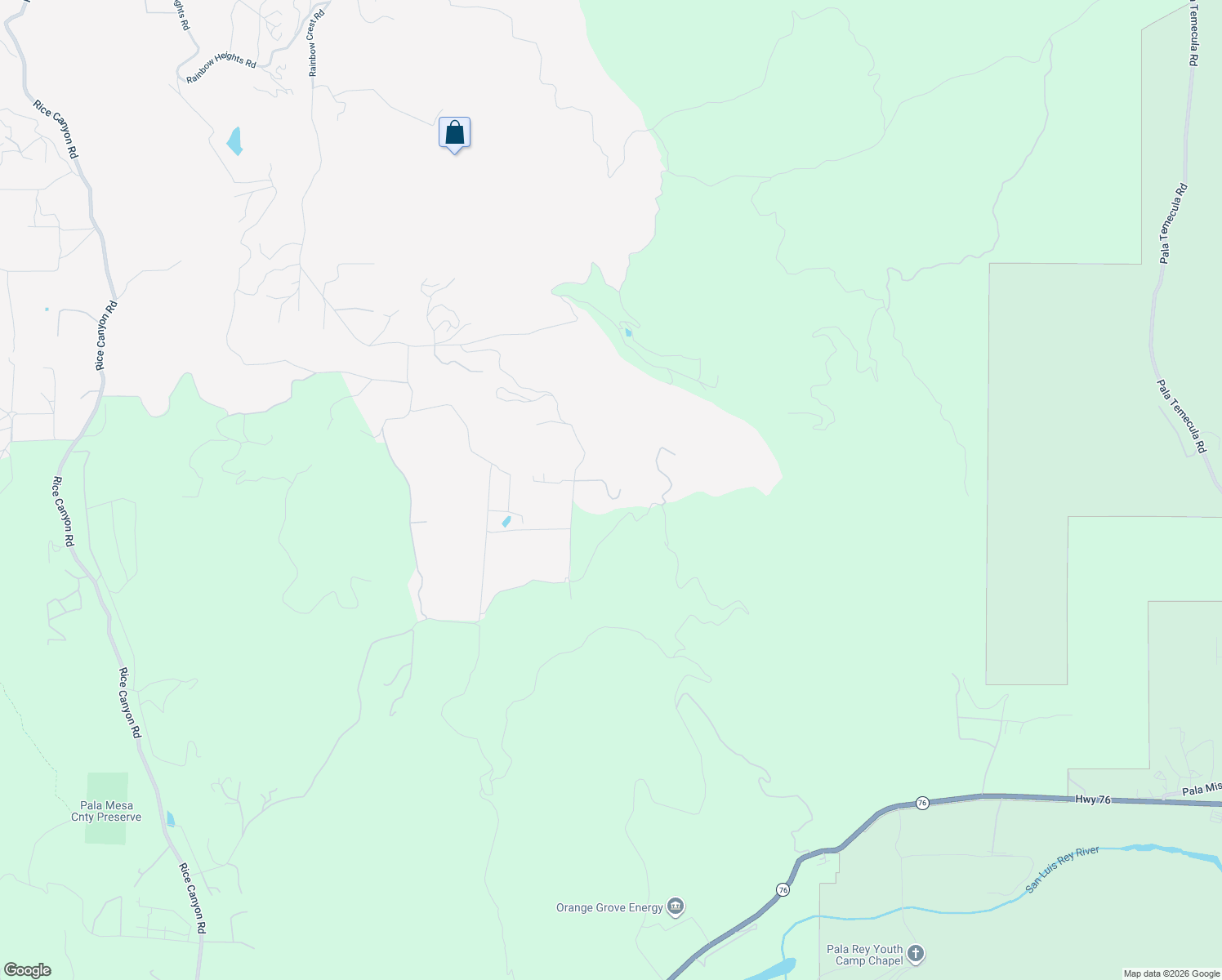 map of restaurants, bars, coffee shops, grocery stores, and more near 335 Rainbow Crest Road in Fallbrook