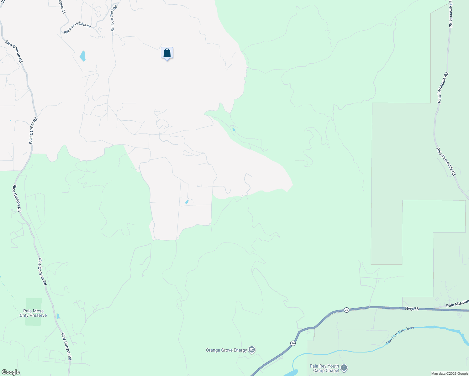 map of restaurants, bars, coffee shops, grocery stores, and more near 335 Rainbow Crest Road in Fallbrook