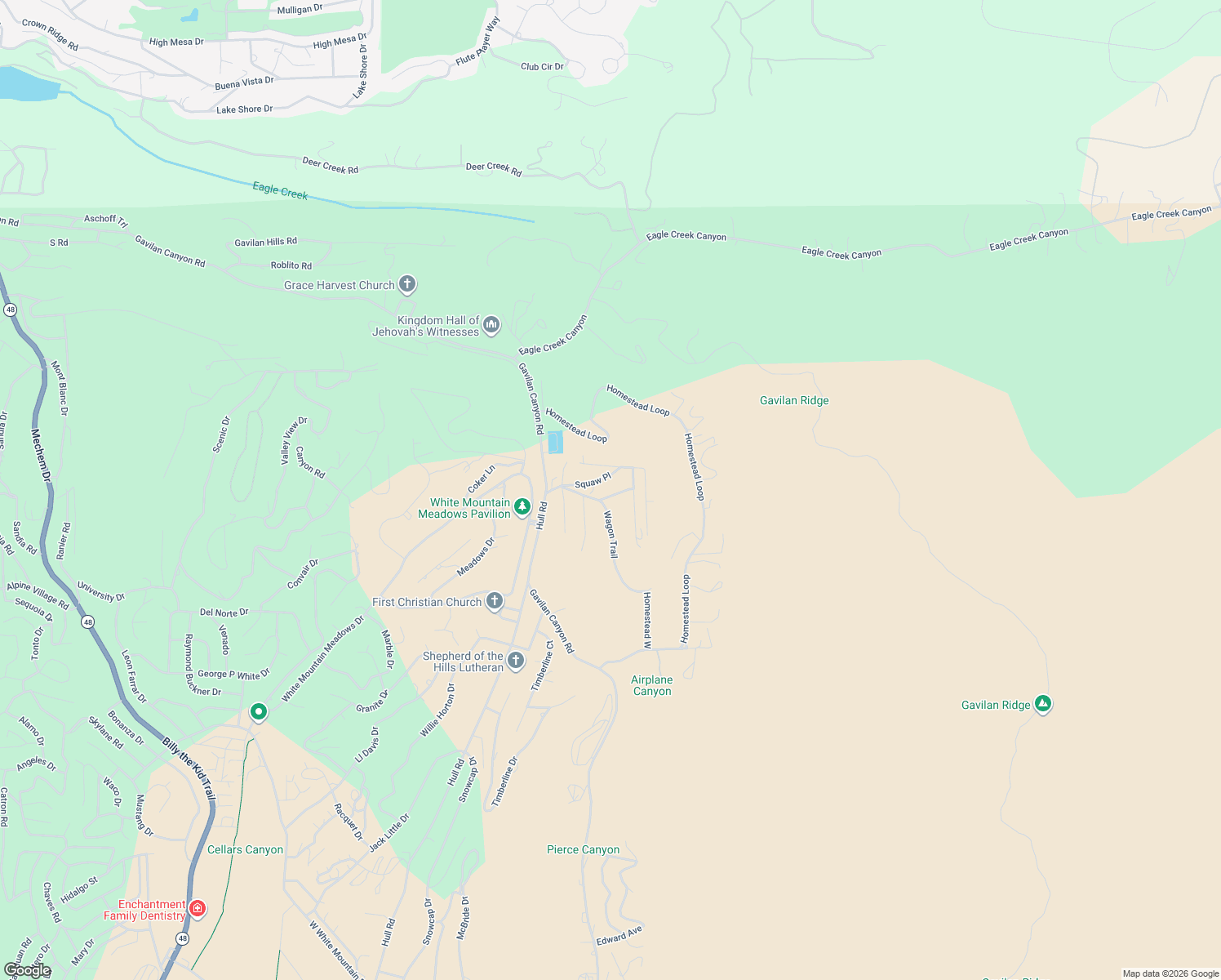 map of restaurants, bars, coffee shops, grocery stores, and more near 100-198 Papoose Place in Ruidoso