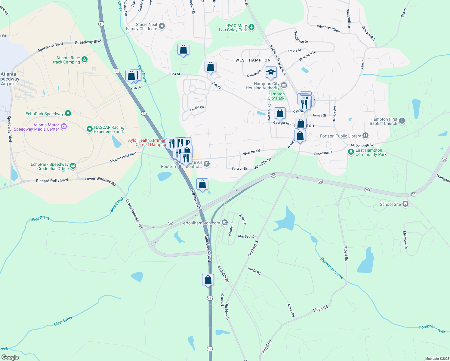 map of restaurants, bars, coffee shops, grocery stores, and more near 12 Bonnie Glen Lane in Hampton