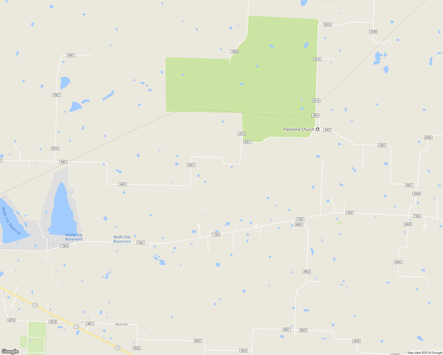 map of restaurants, bars, coffee shops, grocery stores, and more near 1623 County Road 4901 in Wolfe City