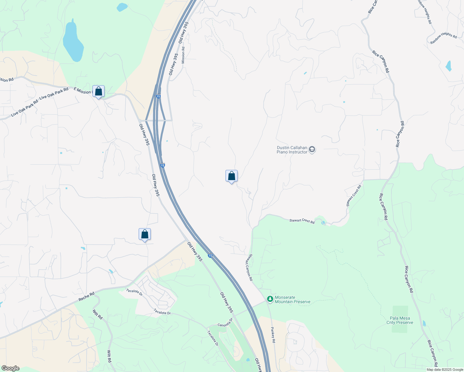 map of restaurants, bars, coffee shops, grocery stores, and more near 530 Stewart Canyon Road in Fallbrook