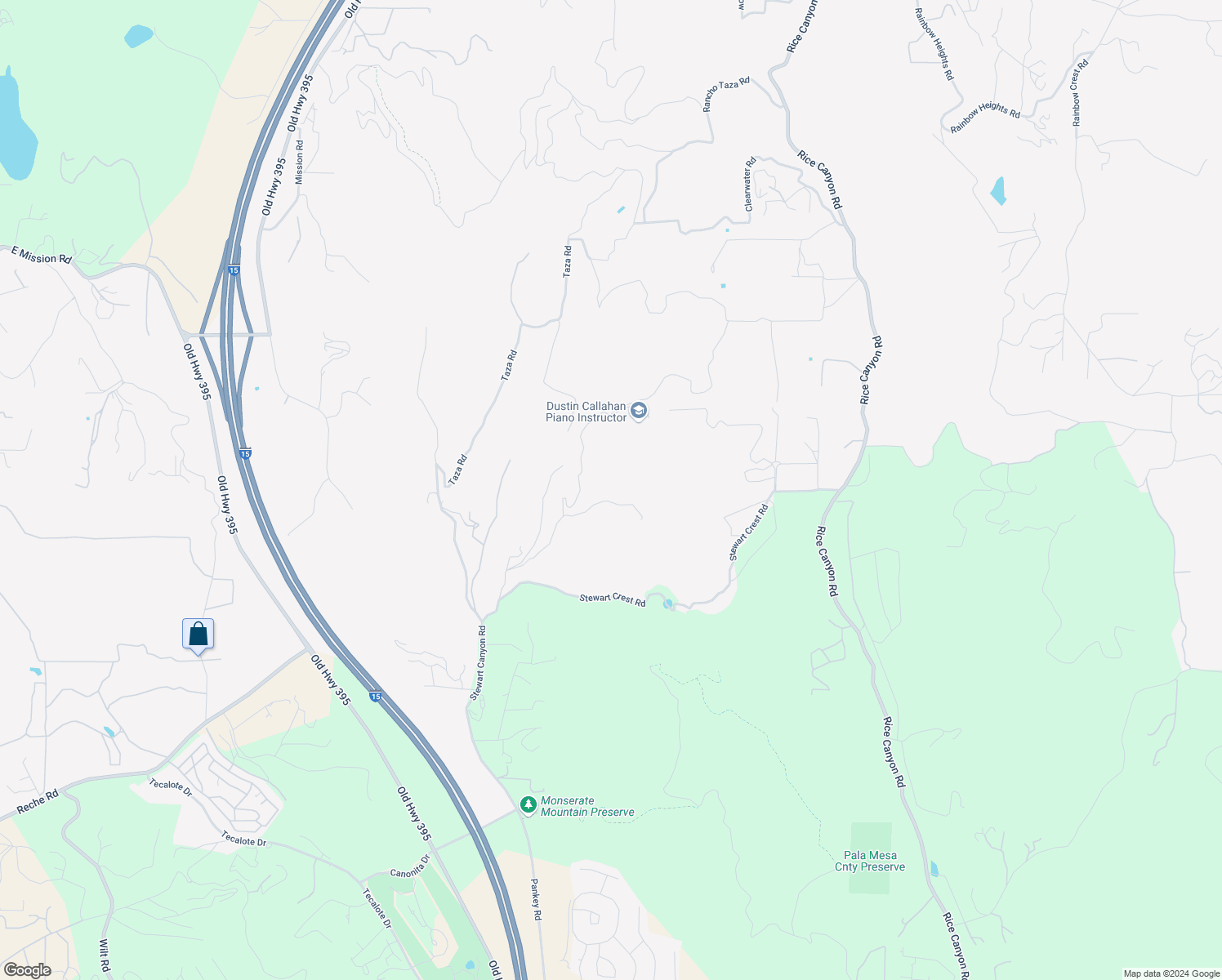 map of restaurants, bars, coffee shops, grocery stores, and more near 879 Stewart Canyon Road in Fallbrook