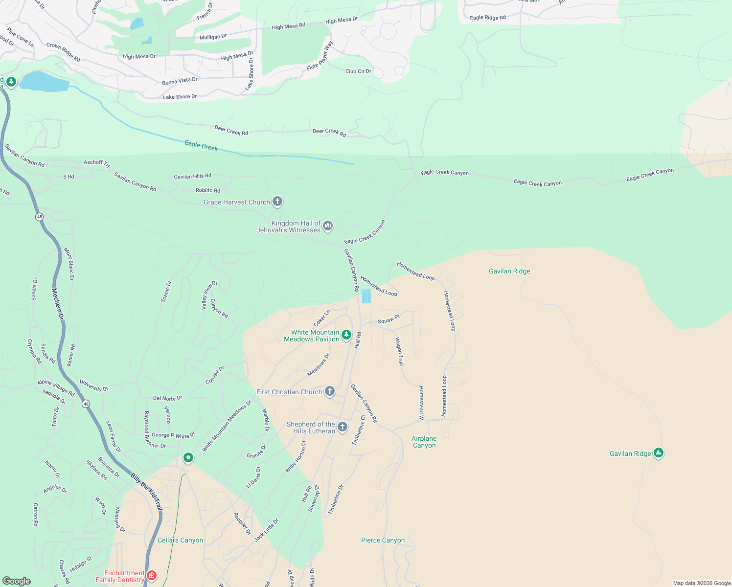 map of restaurants, bars, coffee shops, grocery stores, and more near Homestead Drive in Ruidoso