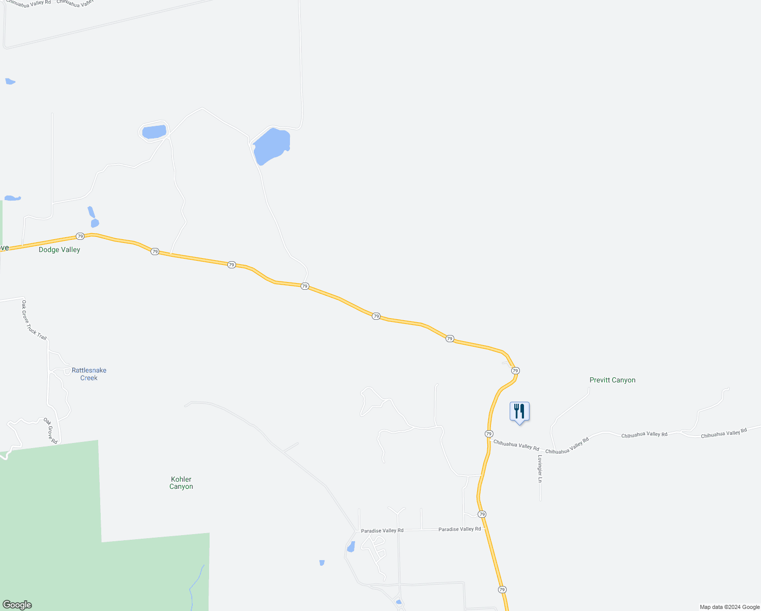 map of restaurants, bars, coffee shops, grocery stores, and more near 2 California 79 in Santa Ysabel