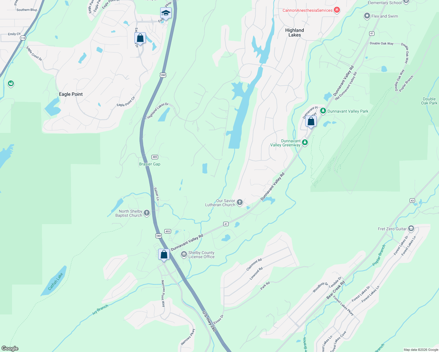 map of restaurants, bars, coffee shops, grocery stores, and more near 1050 Highland Park Place in Birmingham