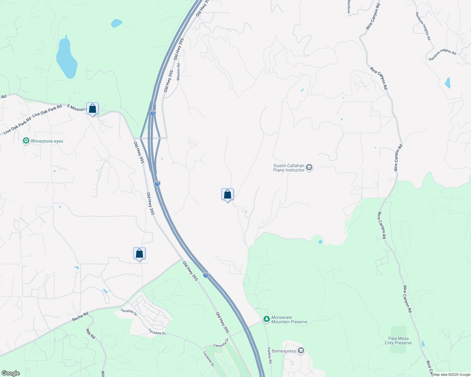 map of restaurants, bars, coffee shops, grocery stores, and more near 554 Stewart Canyon Road in Fallbrook