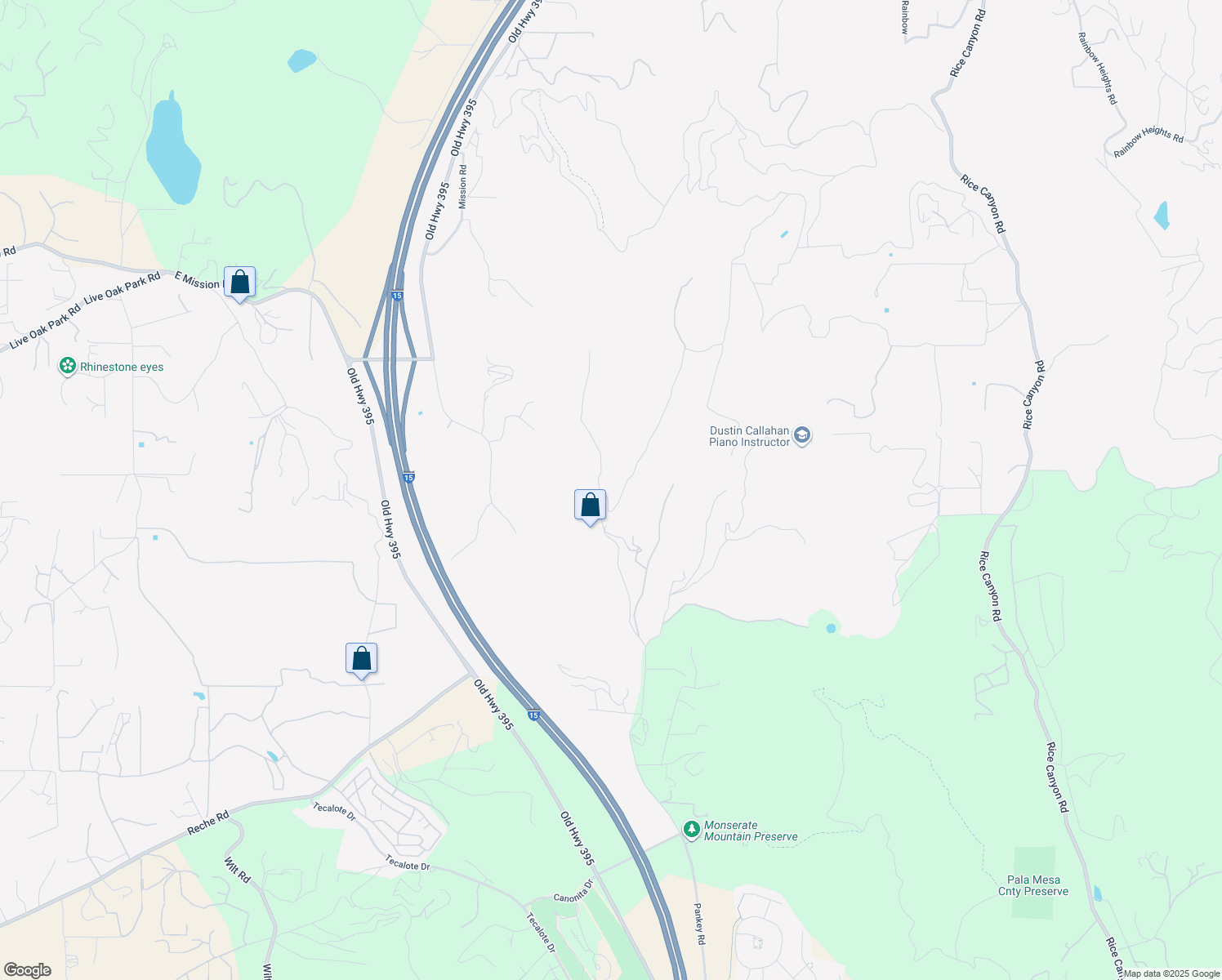 map of restaurants, bars, coffee shops, grocery stores, and more near Stewart Canyon Road in San Diego County