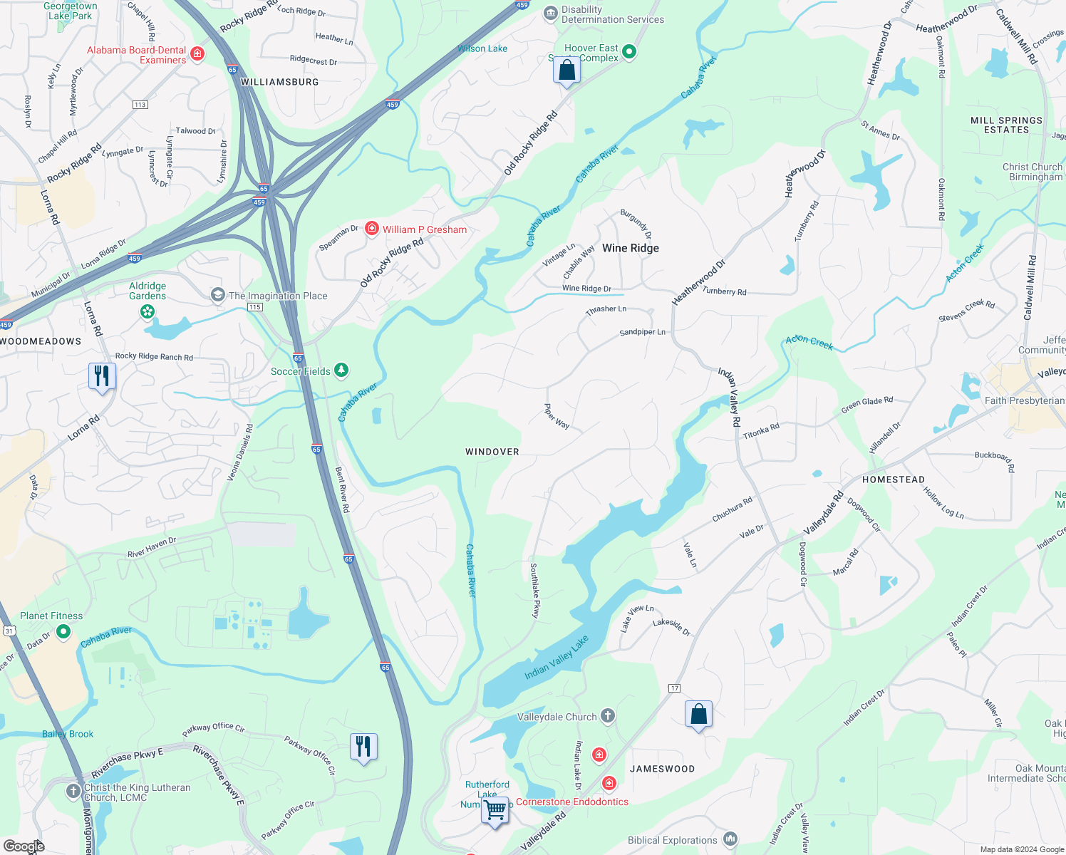 map of restaurants, bars, coffee shops, grocery stores, and more near 609 Brooks Lane in Birmingham