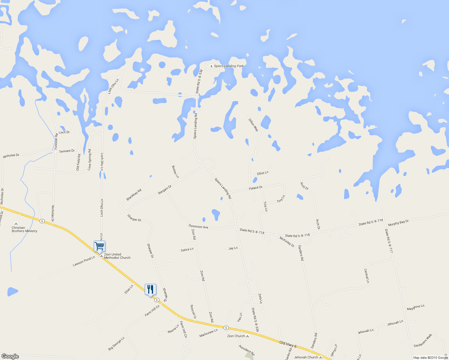 map of restaurants, bars, coffee shops, grocery stores, and more near 1272 Spiers Landing Road in Cross