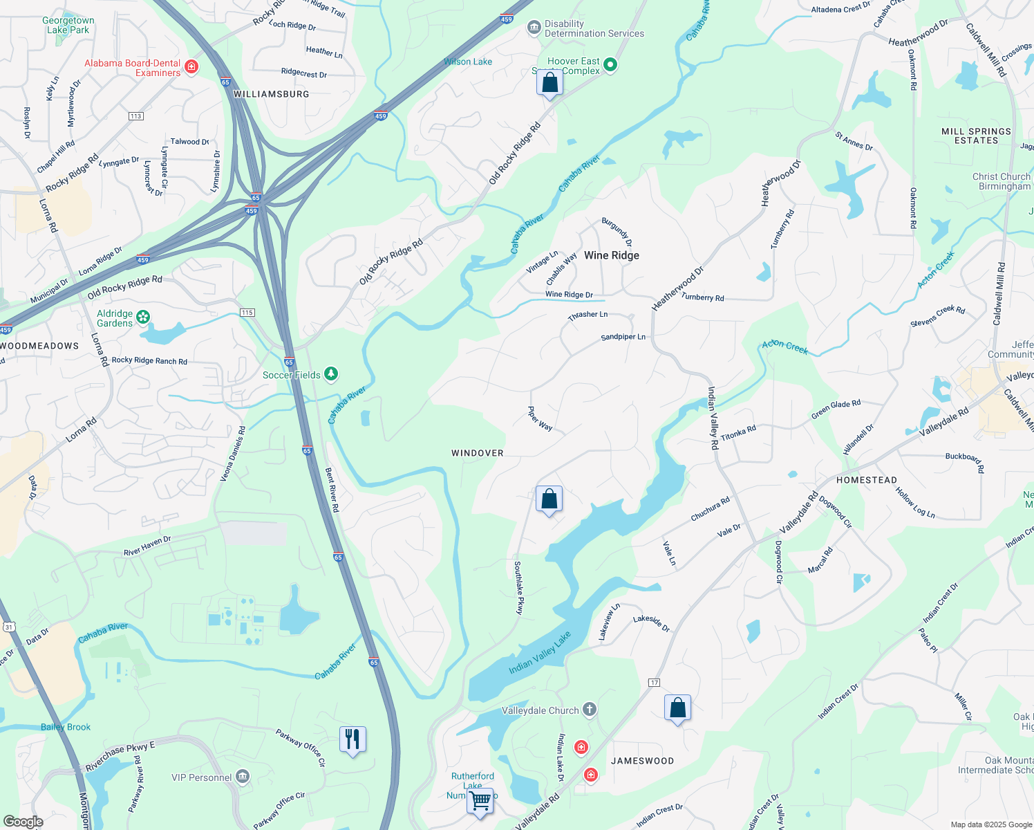 map of restaurants, bars, coffee shops, grocery stores, and more near 609 Brooks Lane in Birmingham