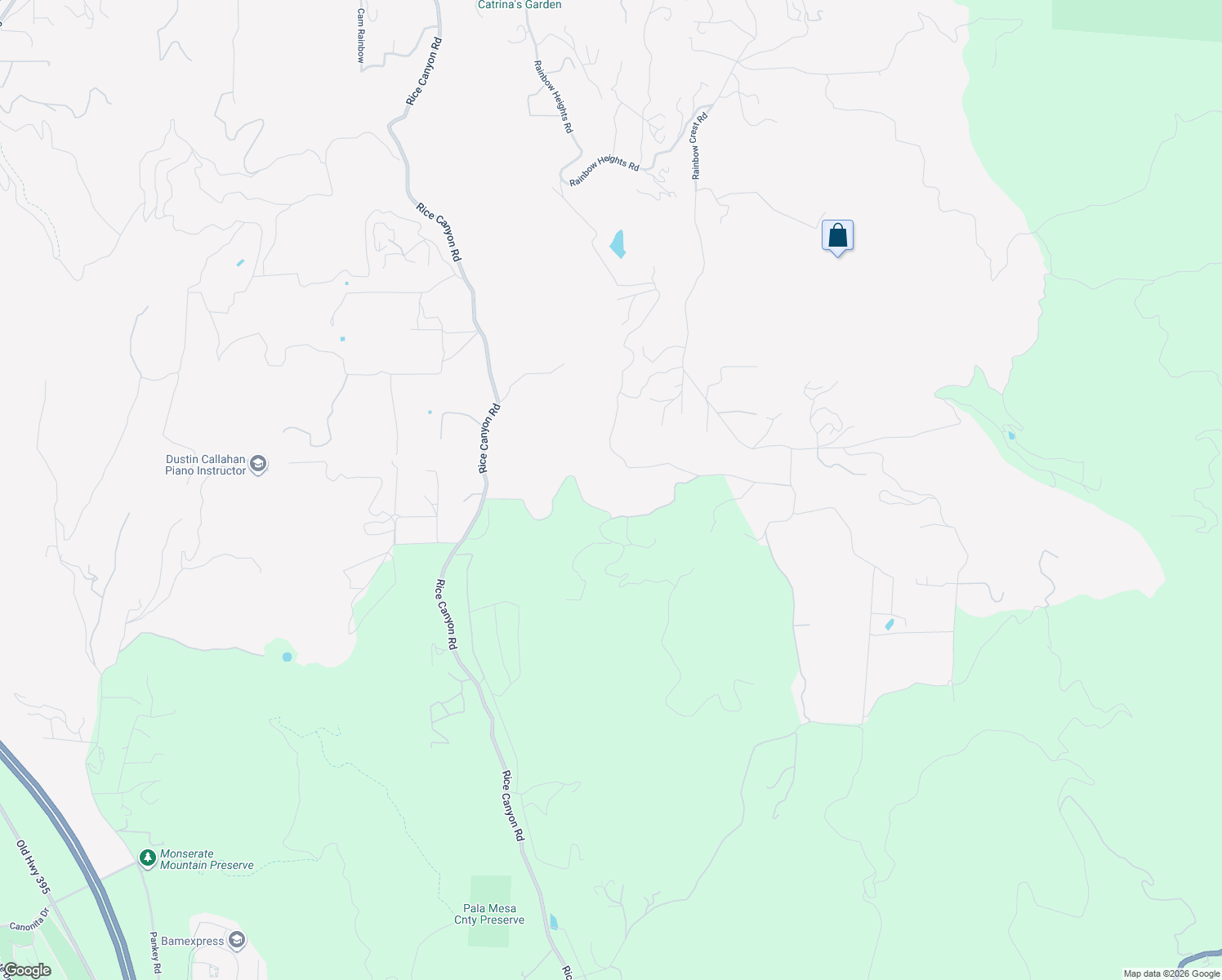 map of restaurants, bars, coffee shops, grocery stores, and more near 9202 Moon Ridge Road in Fallbrook
