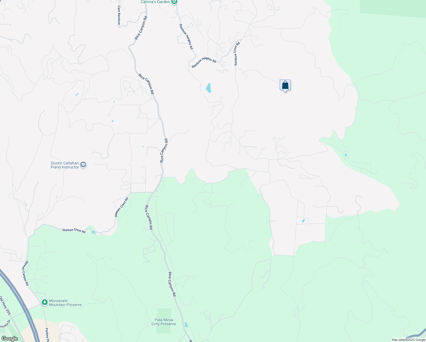 map of restaurants, bars, coffee shops, grocery stores, and more near 9202 Moon Ridge Road in Fallbrook