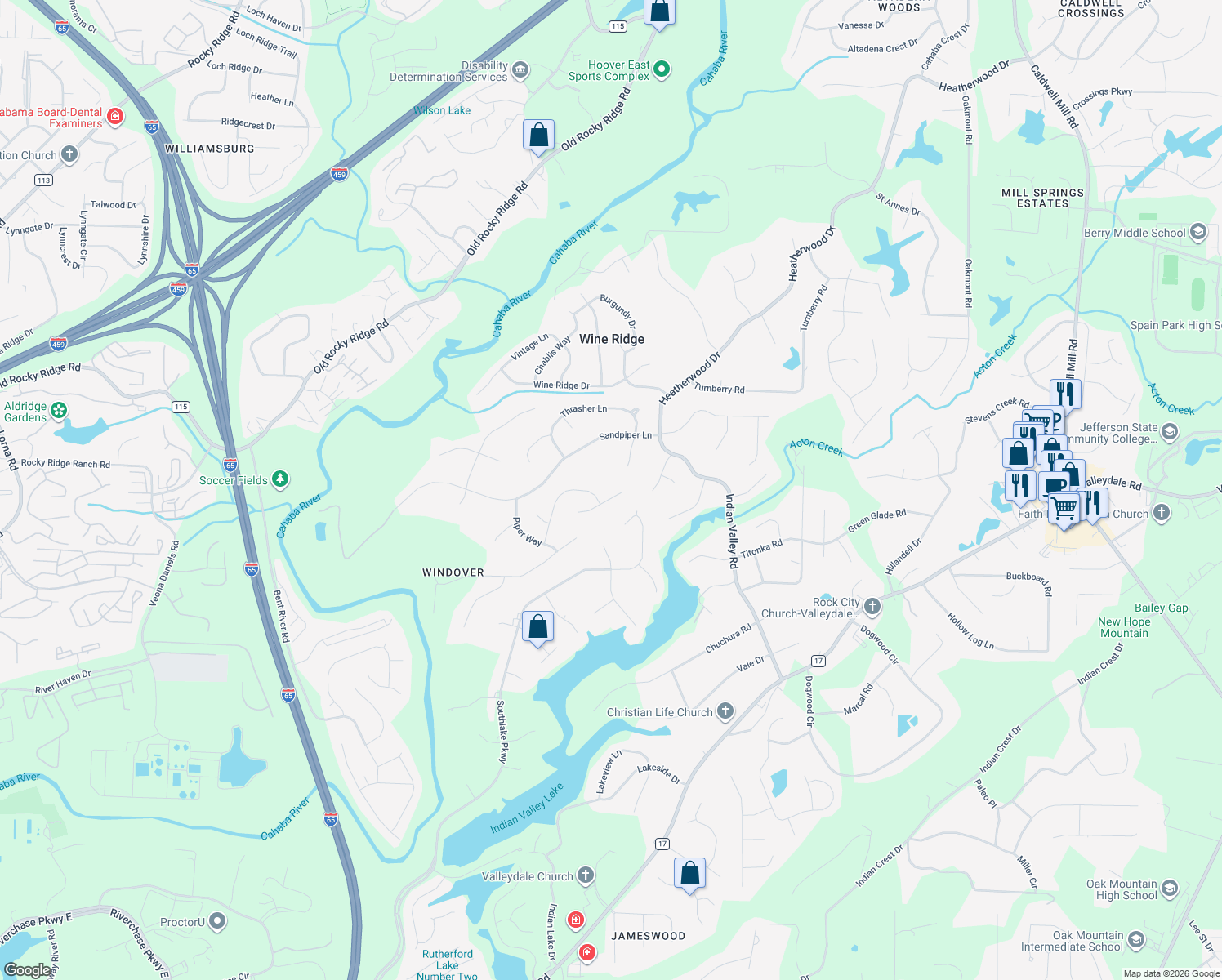 map of restaurants, bars, coffee shops, grocery stores, and more near 826 Hillshire Drive in Birmingham