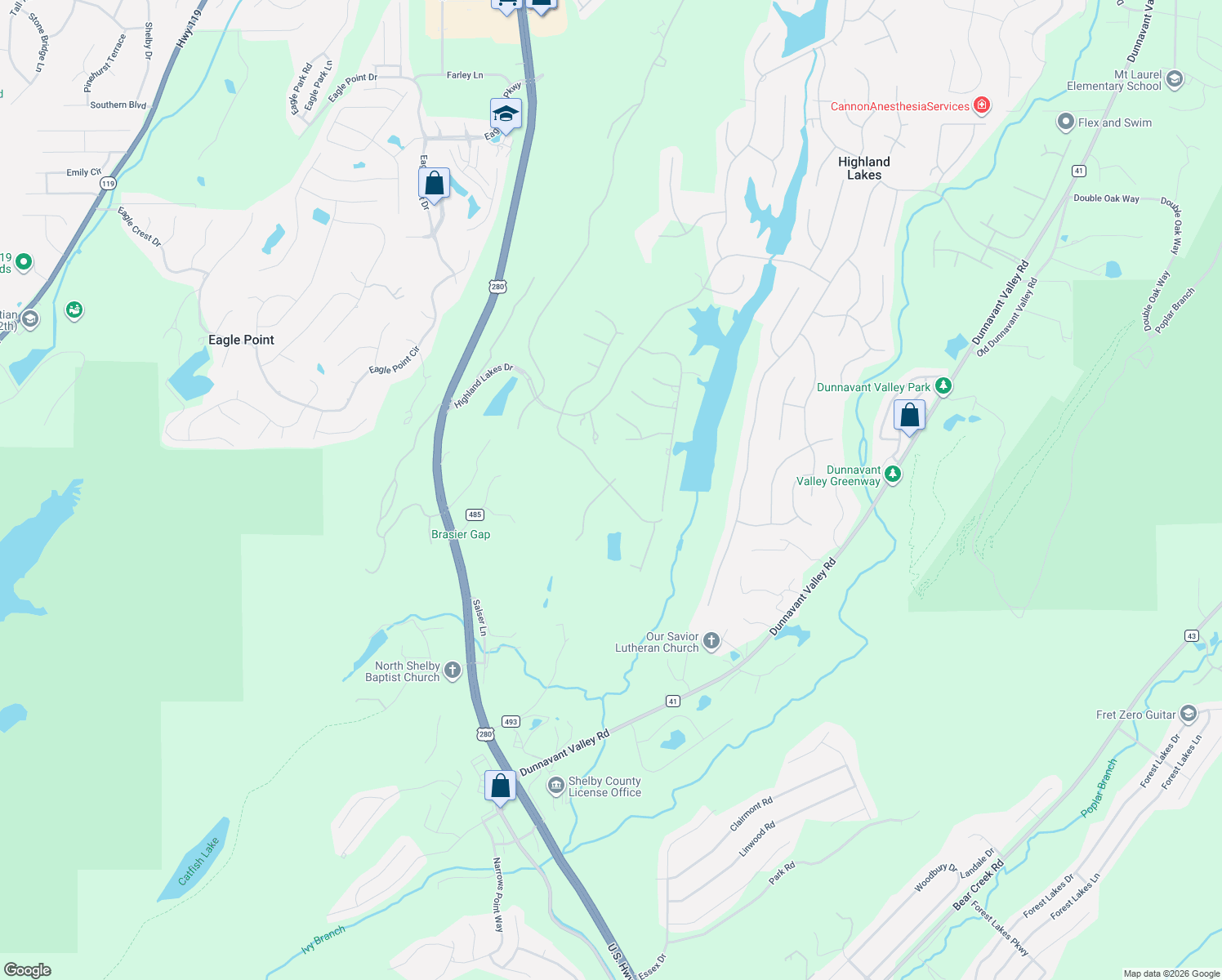 map of restaurants, bars, coffee shops, grocery stores, and more near 710 Highland Lakes Cove in Birmingham