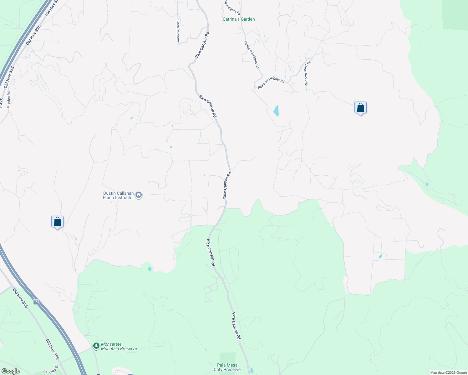 map of restaurants, bars, coffee shops, grocery stores, and more near 801 Rice Canyon Road in Fallbrook