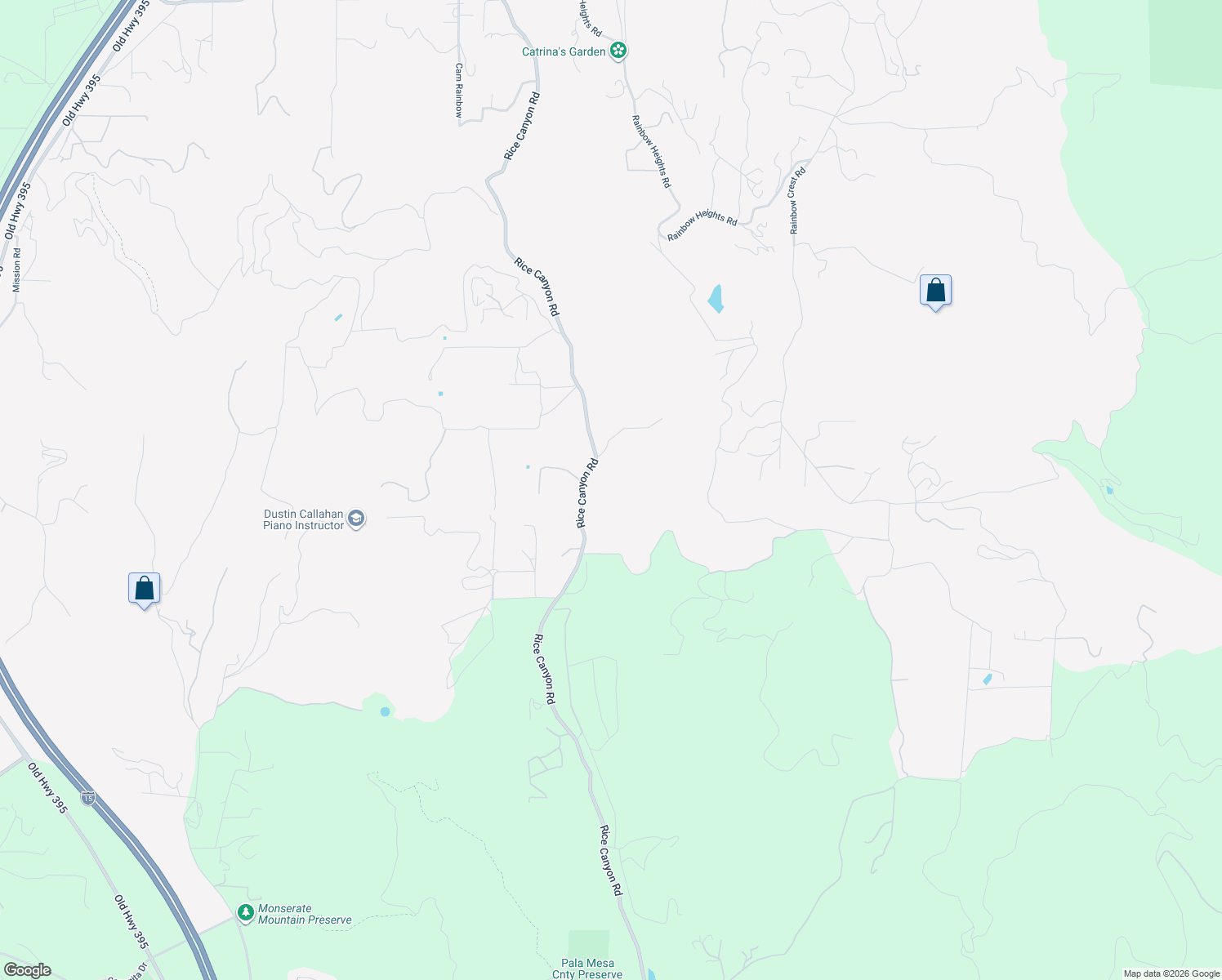map of restaurants, bars, coffee shops, grocery stores, and more near 823 Rice Canyon Road in Fallbrook