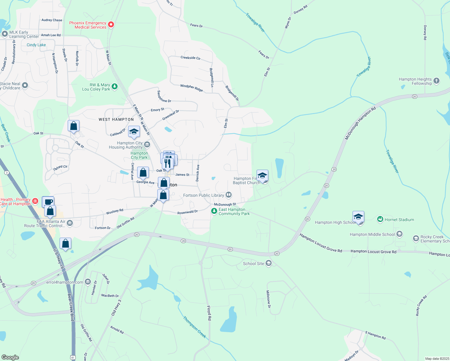 map of restaurants, bars, coffee shops, grocery stores, and more near 95 Mallie Ct in Hampton