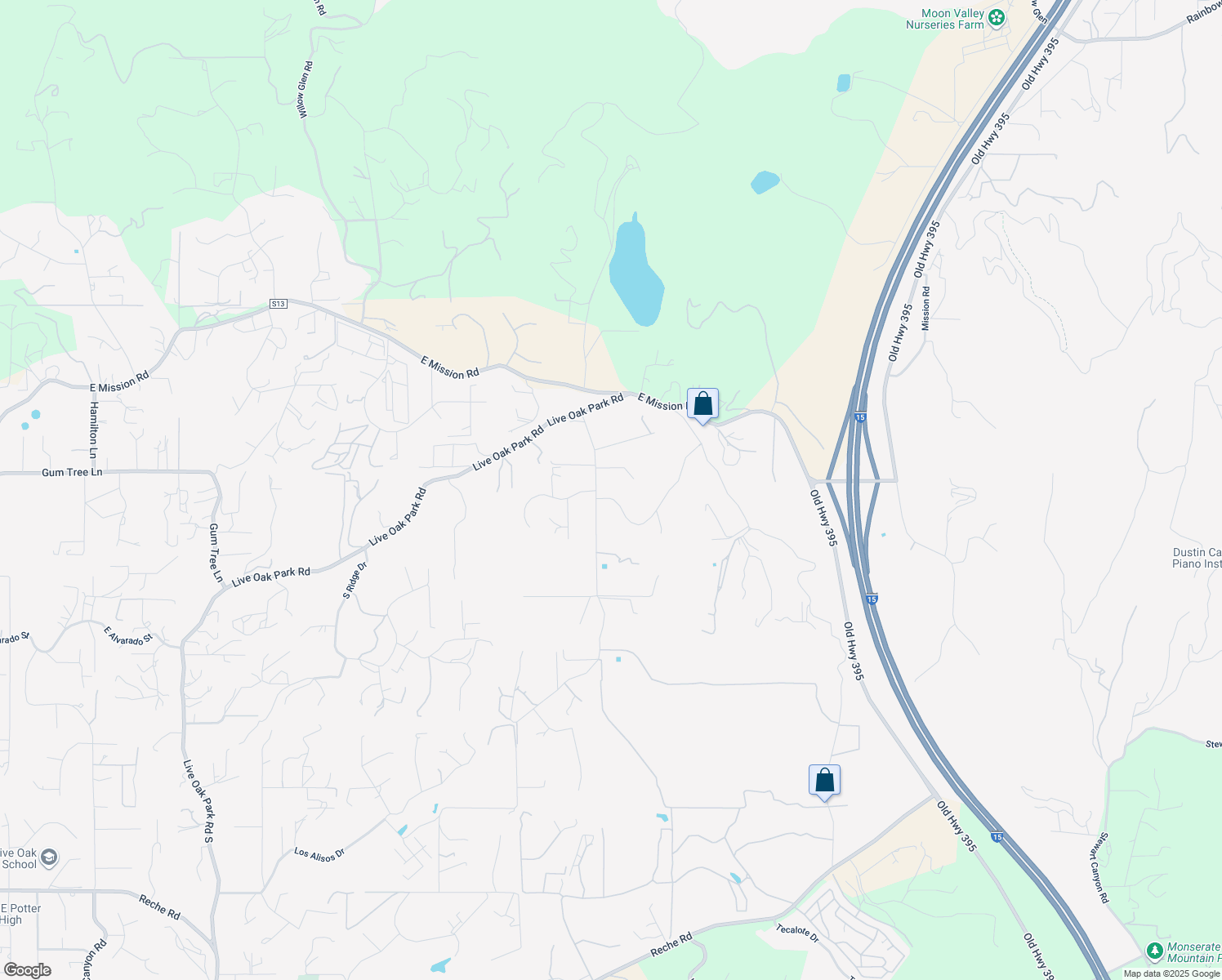 map of restaurants, bars, coffee shops, grocery stores, and more near 246 Yucca Road in Fallbrook