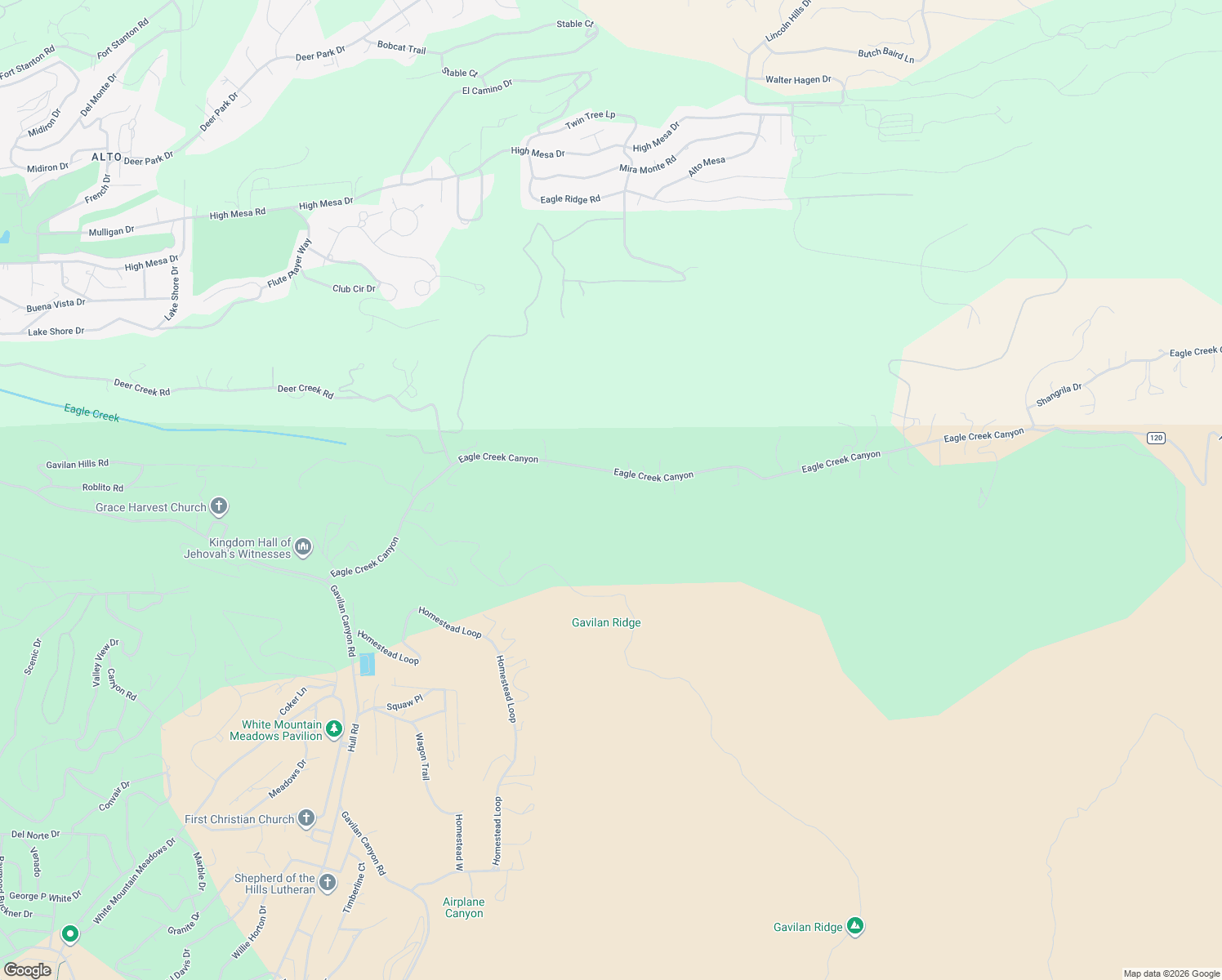 map of restaurants, bars, coffee shops, grocery stores, and more near Eagle Creek Canyon Road in Ruidoso