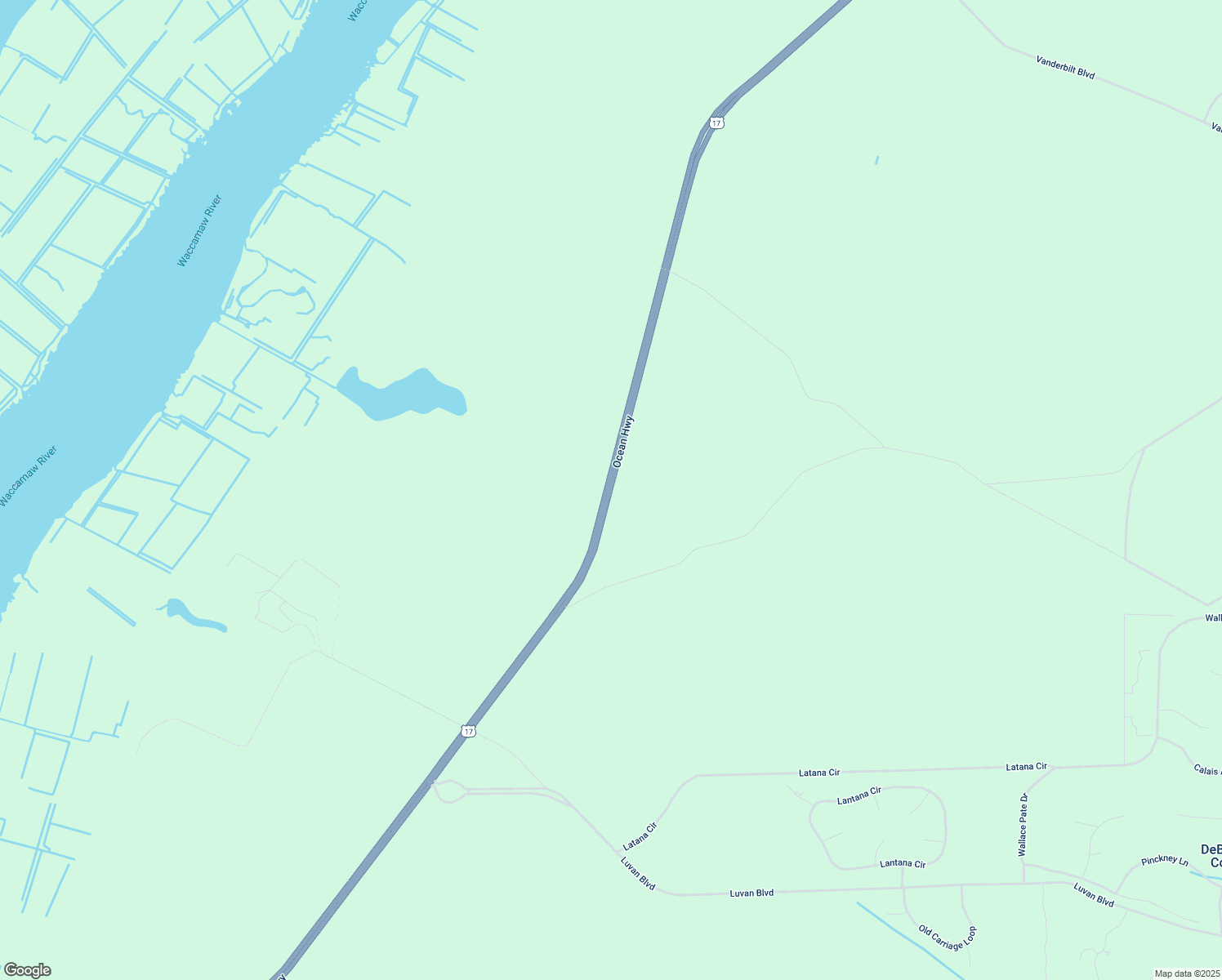 map of restaurants, bars, coffee shops, grocery stores, and more near Ocean Highway in Georgetown