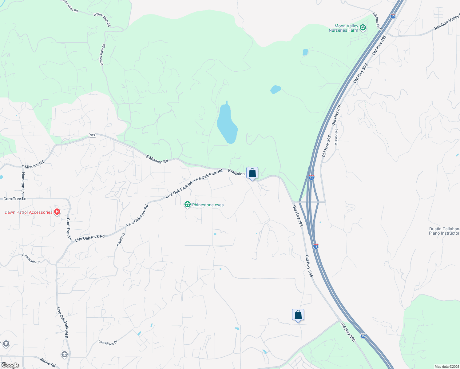 map of restaurants, bars, coffee shops, grocery stores, and more near 3565 Rosa Way in Fallbrook