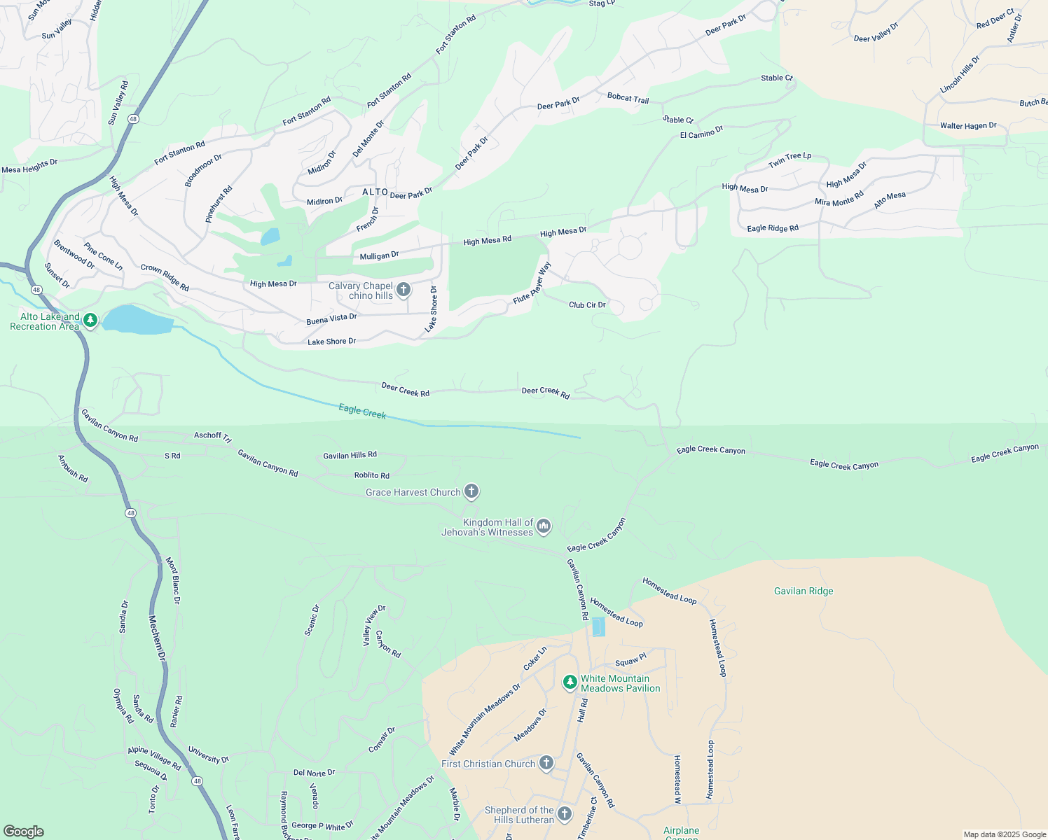 map of restaurants, bars, coffee shops, grocery stores, and more near Deer Creek Road in Ruidoso