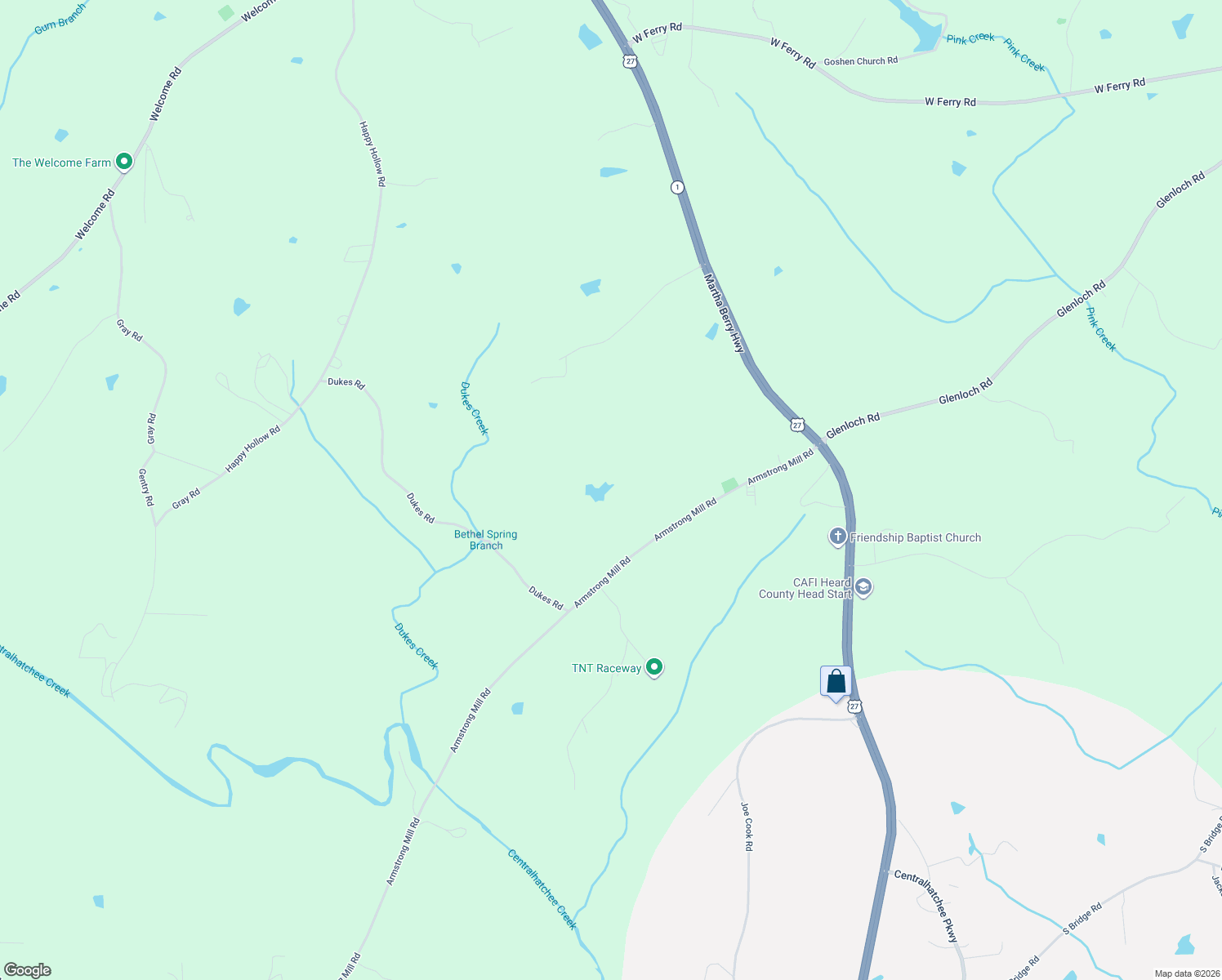 map of restaurants, bars, coffee shops, grocery stores, and more near in Centralhatchee