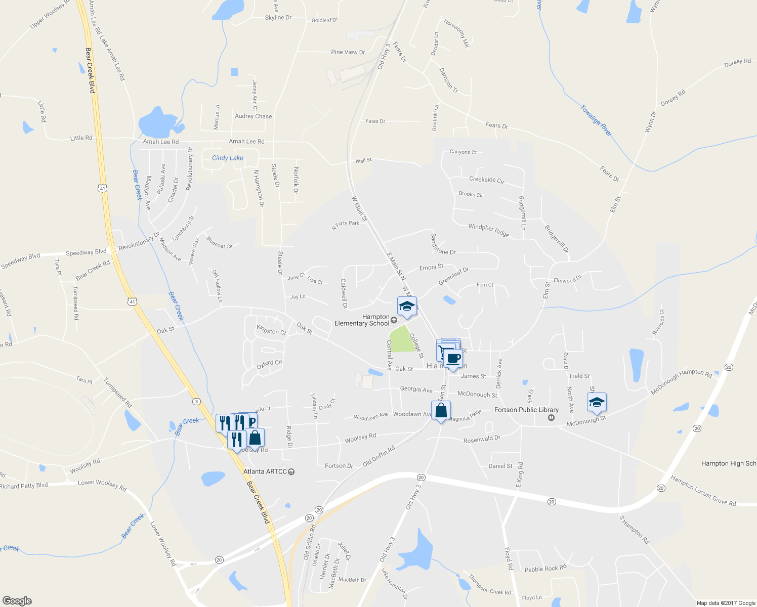 map of restaurants, bars, coffee shops, grocery stores, and more near 15 Porter Circle in Hampton