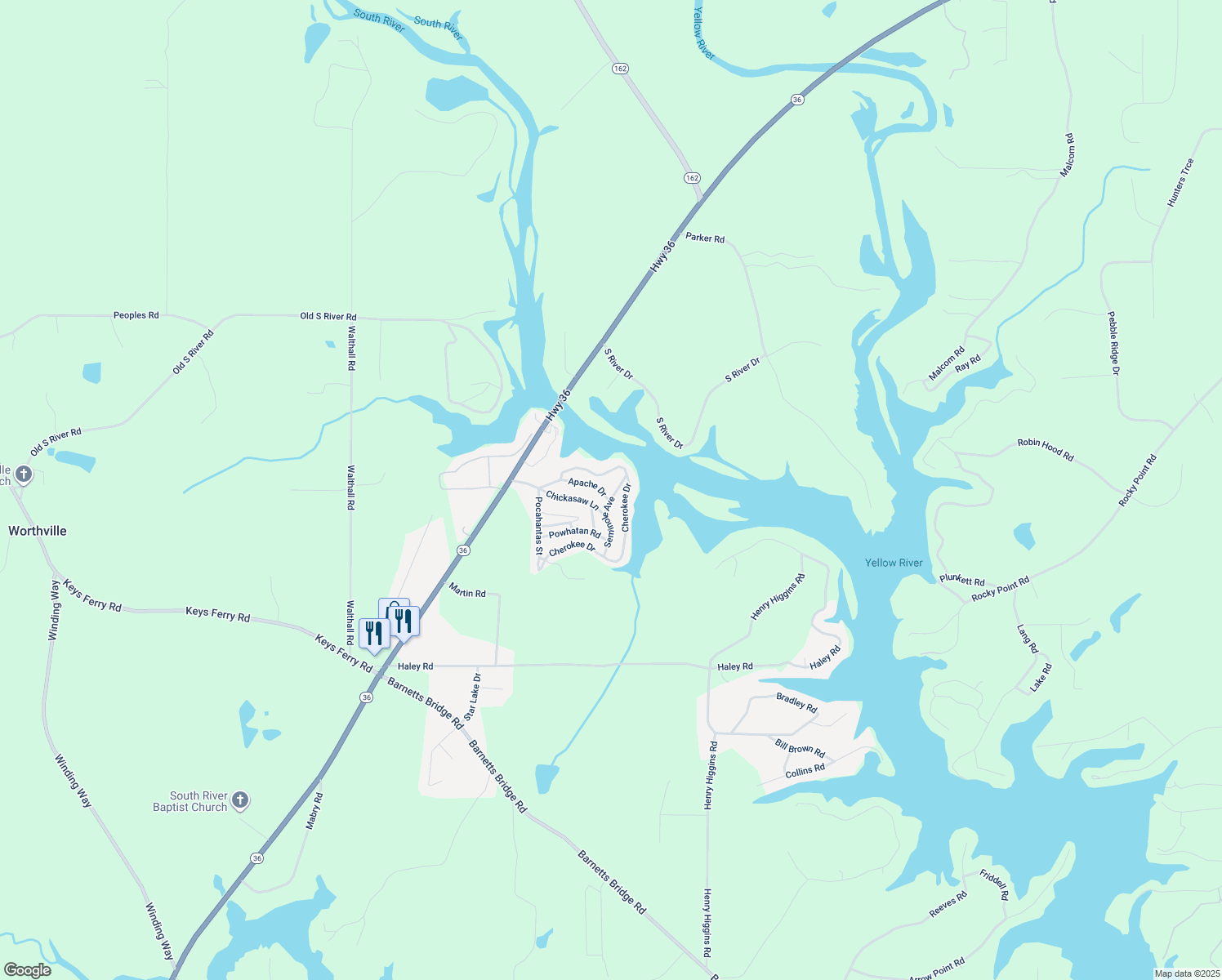 map of restaurants, bars, coffee shops, grocery stores, and more near 109 Seminole Avenue in Jackson