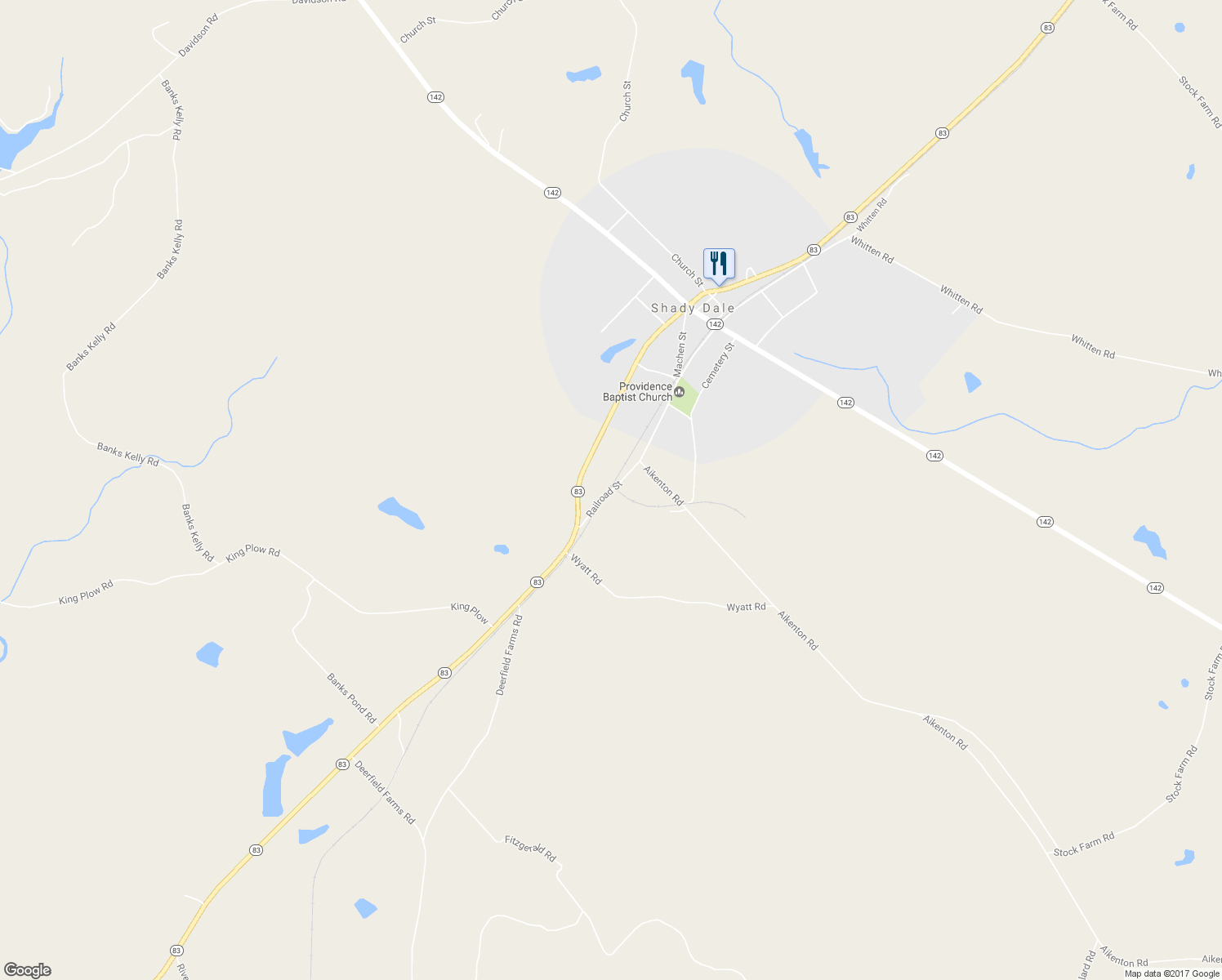 map of restaurants, bars, coffee shops, grocery stores, and more near 240 Railroad Street in Monticello