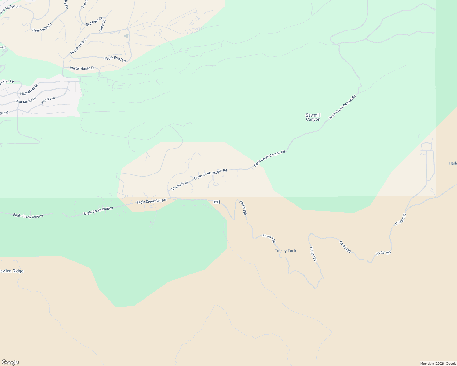map of restaurants, bars, coffee shops, grocery stores, and more near Eagle Creek Canyon in Alto