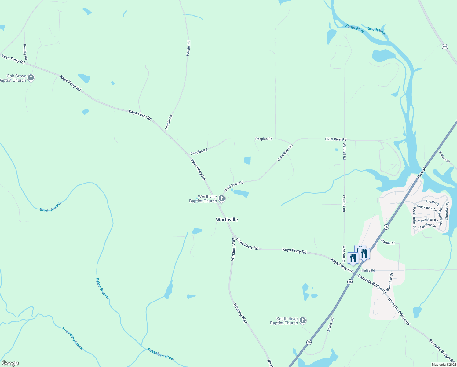 map of restaurants, bars, coffee shops, grocery stores, and more near 139 Old S River Road in Jackson