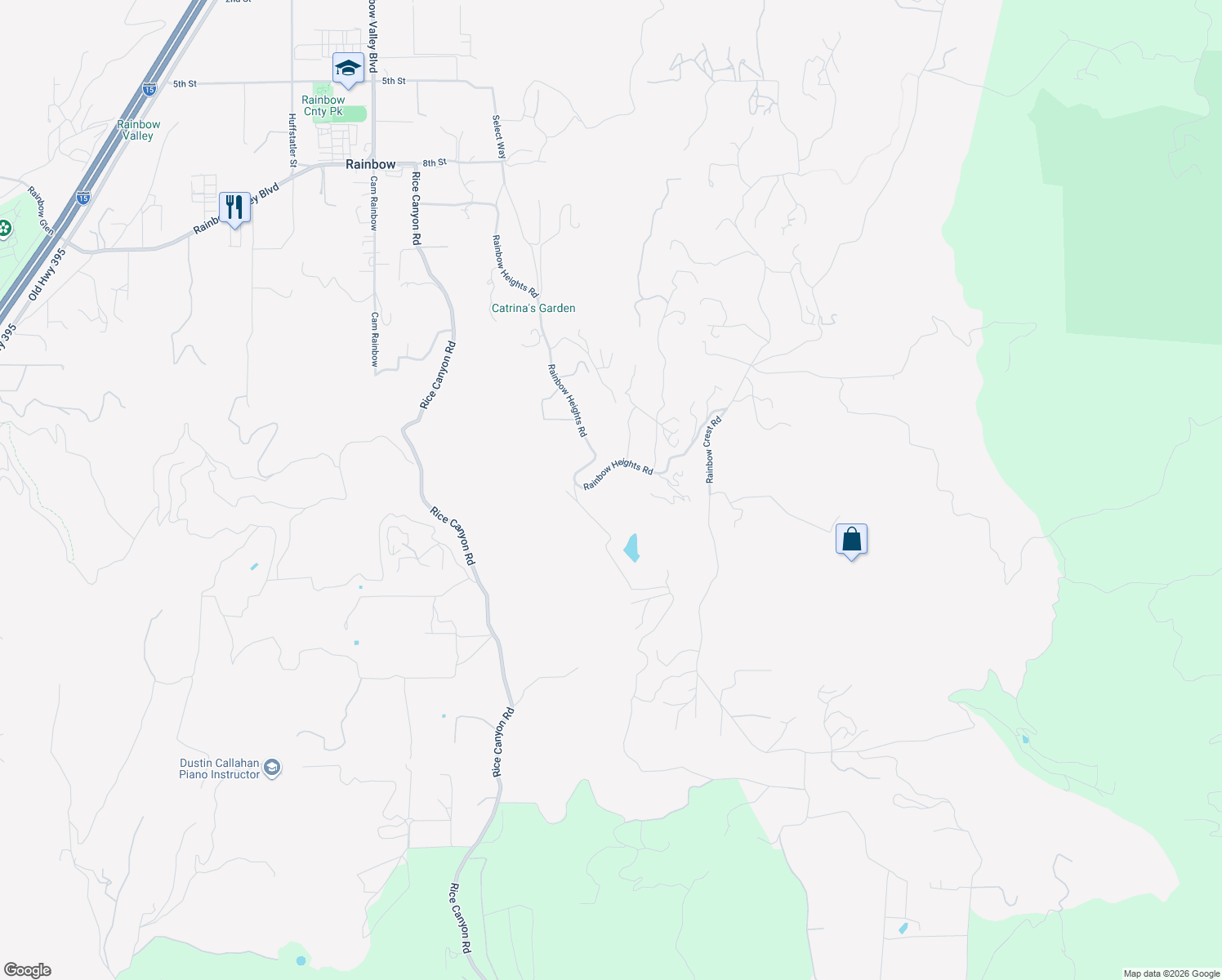 map of restaurants, bars, coffee shops, grocery stores, and more near 6133 Rainbow Heights Road in Fallbrook