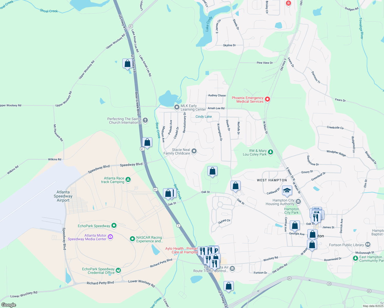 map of restaurants, bars, coffee shops, grocery stores, and more near 960 Revere Way in Hampton