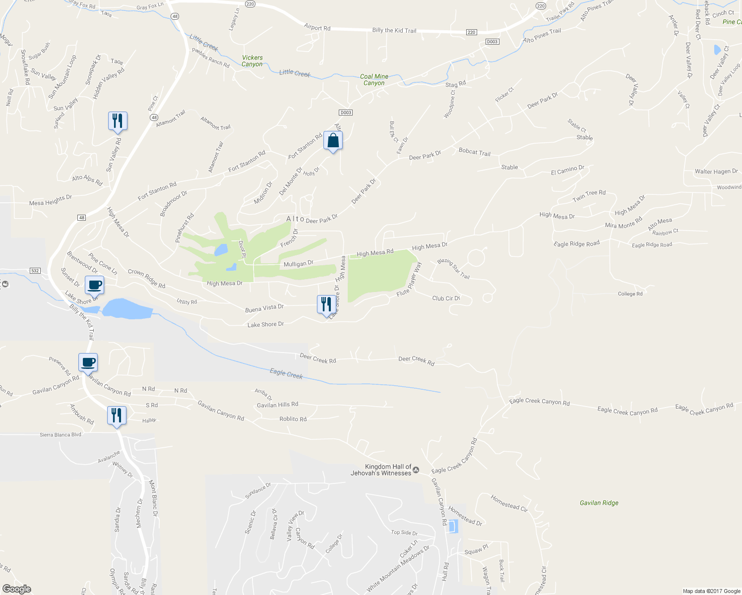 map of restaurants, bars, coffee shops, grocery stores, and more near Moon Dance Ridge in Alto