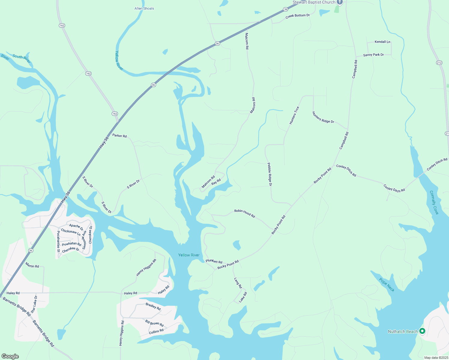 map of restaurants, bars, coffee shops, grocery stores, and more near 45 Ray Road in Covington